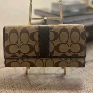 Vintage Coach Y2K Trifold Tan and Brown Wallet